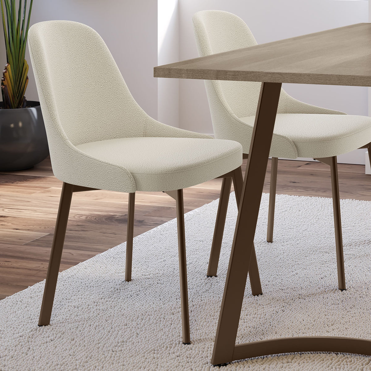 Harper Upholstered Dining Chair, Boucle Polyester Fabric & Bronze Metal Frame J2M4 - product image 5