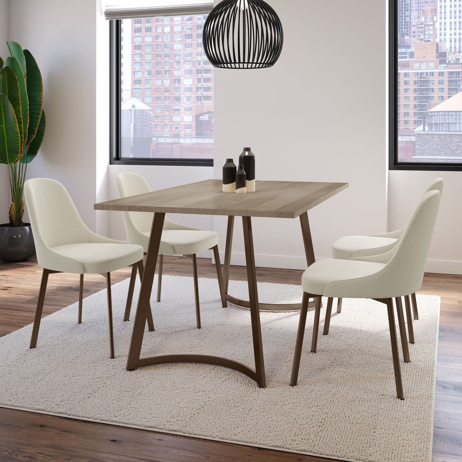 Harper Upholstered Dining Chair, Boucle Polyester Fabric & Bronze Metal Frame J2M4 - product image 6
