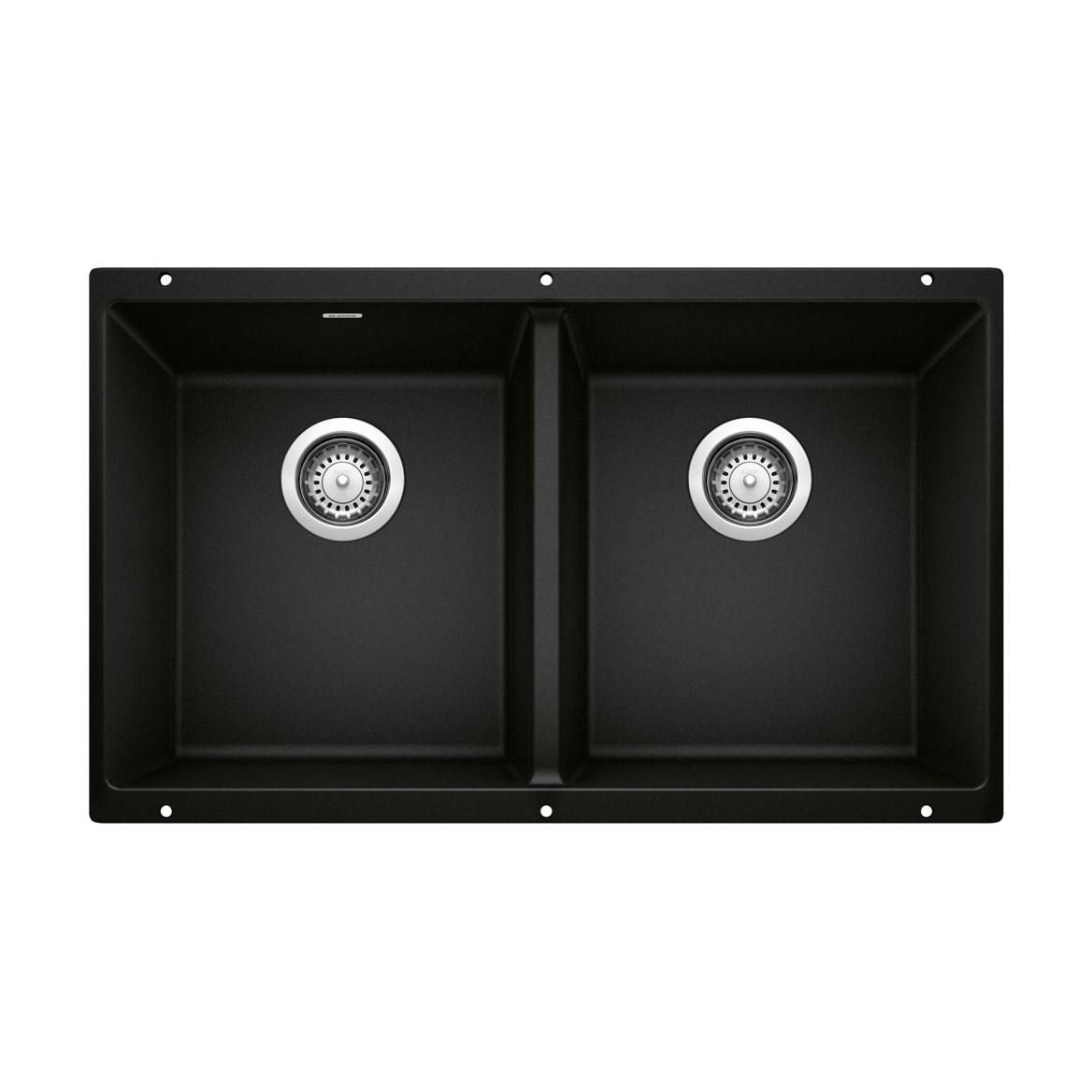 Precis SILGRANIT 29-in 50/50 Double Bowl Undermount Kitchen Sink, Coal Black N7B7 - product image 1