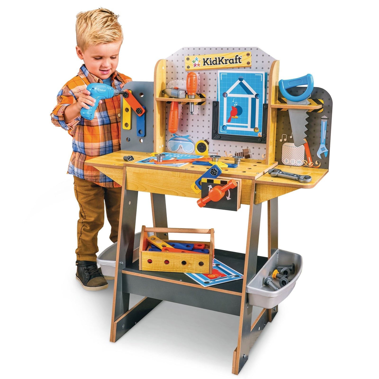 Build Wooden Play Workbench with 40+ Accessories, Ages 3+ P3B9 - product image 2