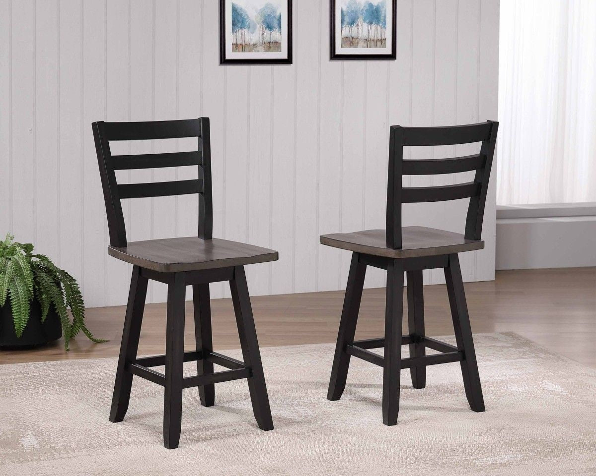 Aaron Oak/Dark Grey Swivel Counter/Bar Stool with Back Rest, 2-pc X2A8 - product image 6