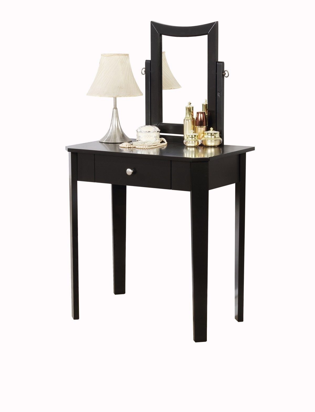 Celah 1-Drawer Black Dressing Table Makeup Vanity Set with Stool and Mirror I3L7 - product image 3