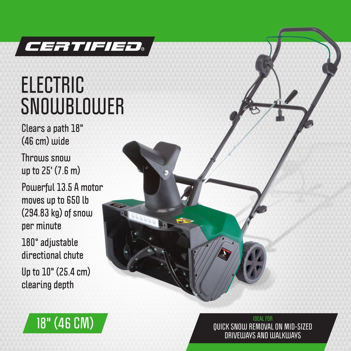 13.5-Amp Electric Corded Snowblower, 18-in S1D6 - product image 5