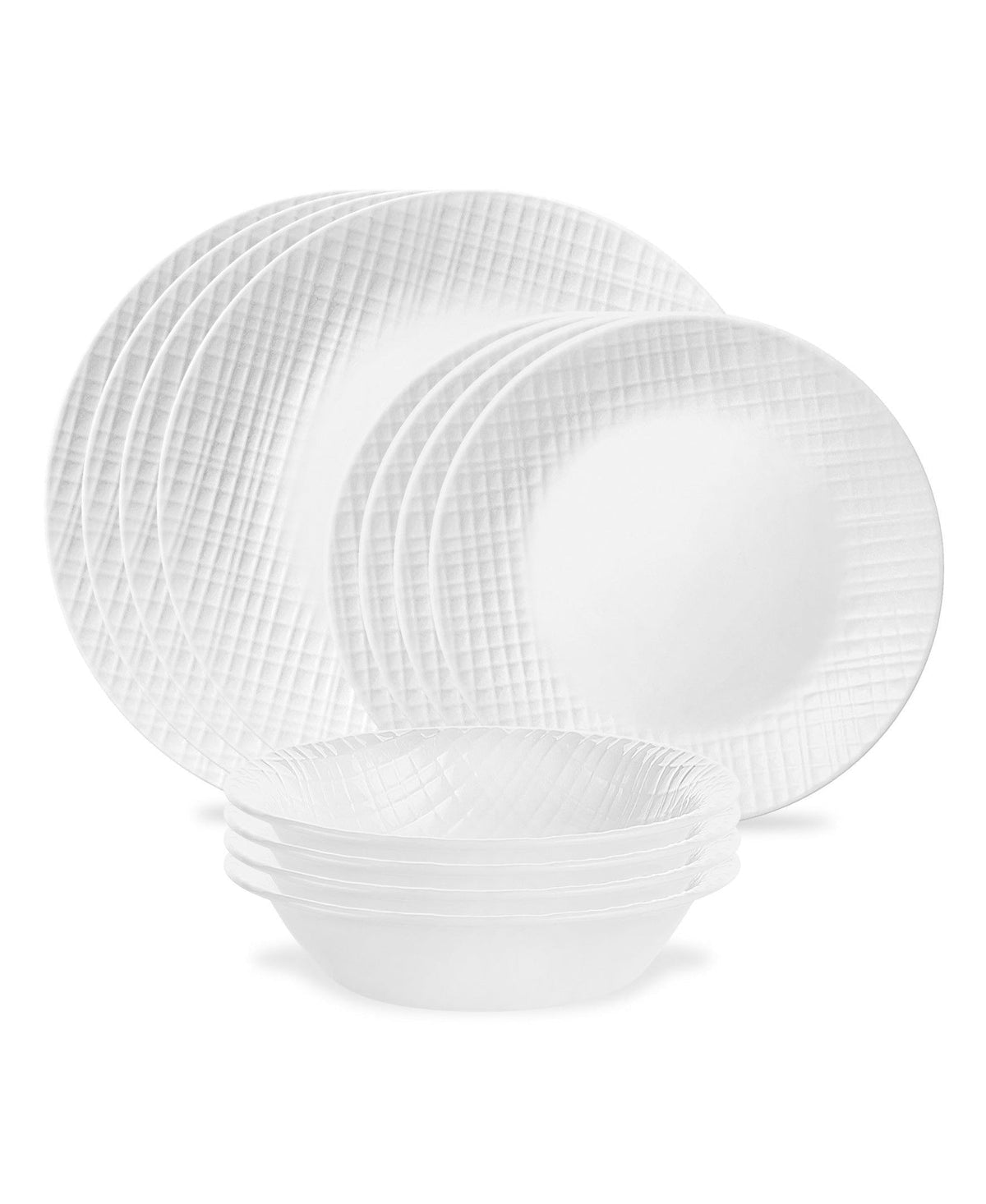 Linen Weave Dinnerware Set, Serves 4, 12-pc, White J8U8 - product image 1