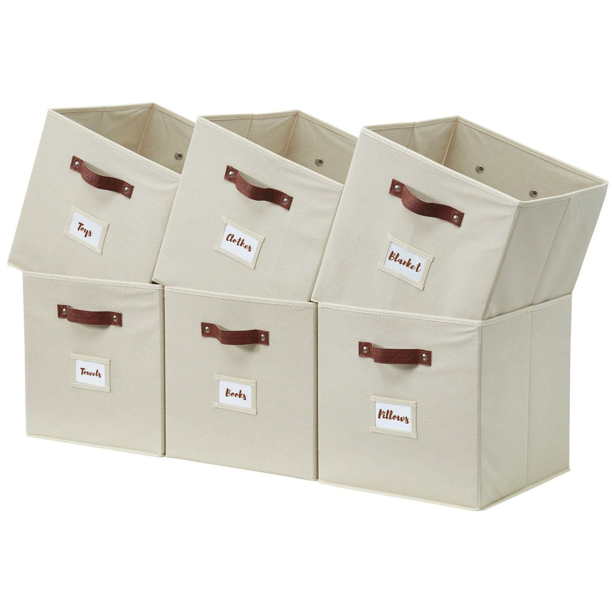 Collapsible Storage Cube with Label, 11-in, 6-pk, Beige F9Q2 - product image 1
