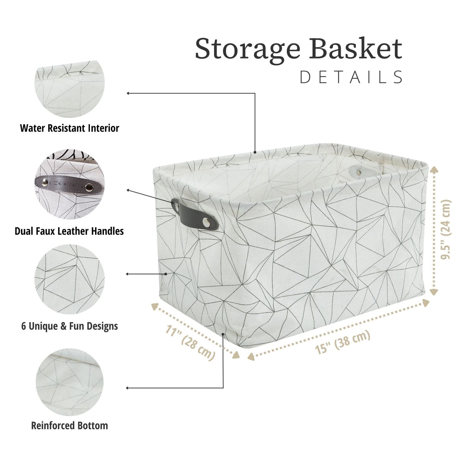 Large Water Resistant Storage Bin, 15-in x 11-in x 9.5-in, 6-pk, Black Pattern S1J4 - product image 4