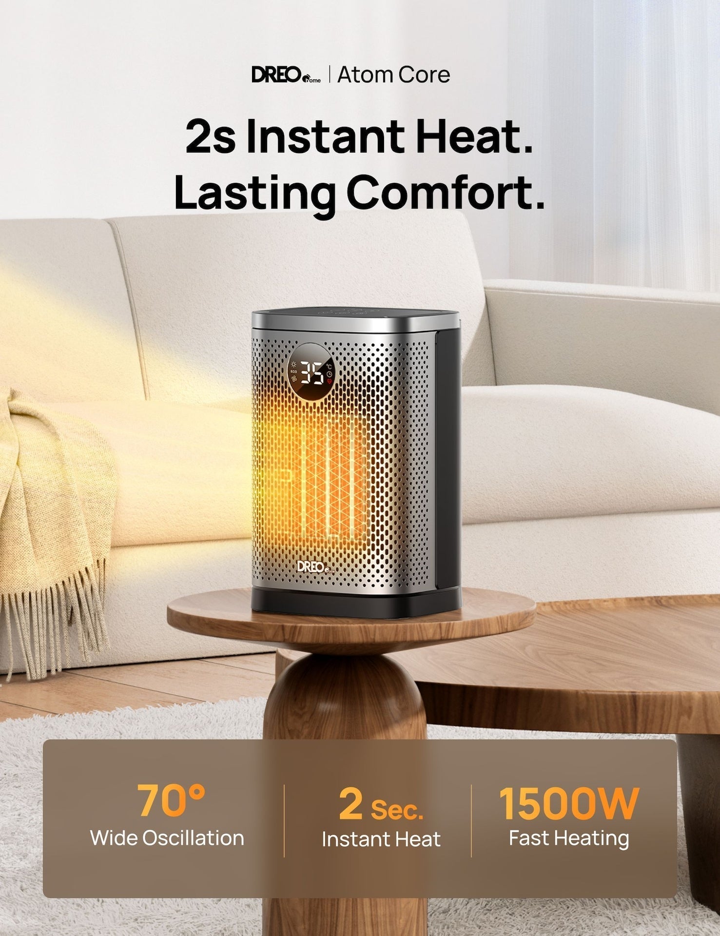 Home 1500W Portable Indoor PTC Ceramic Space Heater M2D7 - product image 8