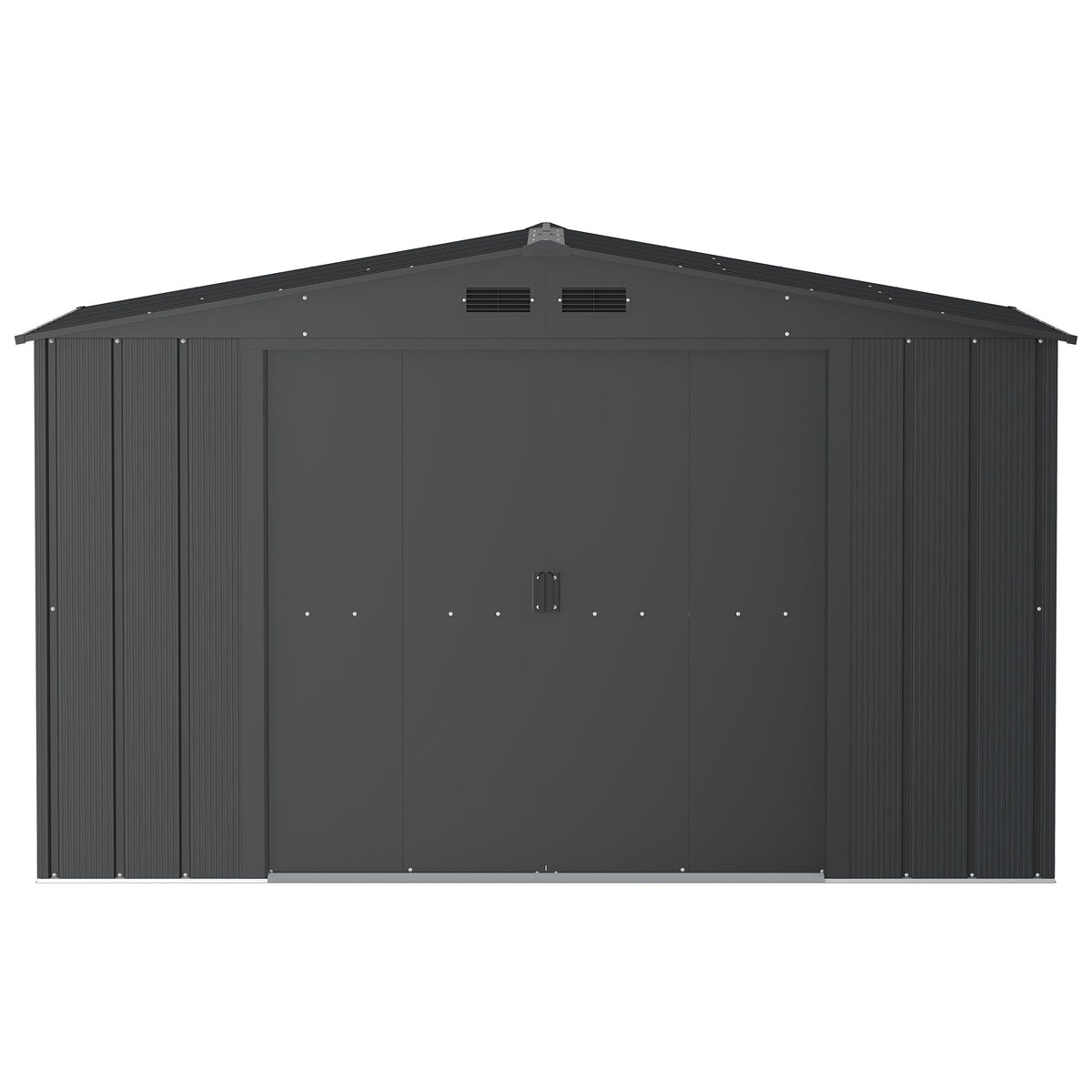 Metal Outdoor Storage Shed with Steel Frame, Dark Grey, 10-1/2-ft x 8-ft V3H3 - product image 3