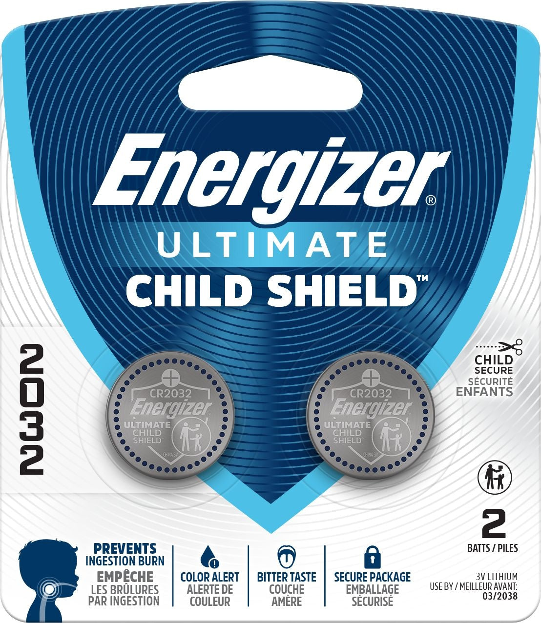 2032 Child Shield Lithium Battery, 2-Pack U7U0 - product image 1