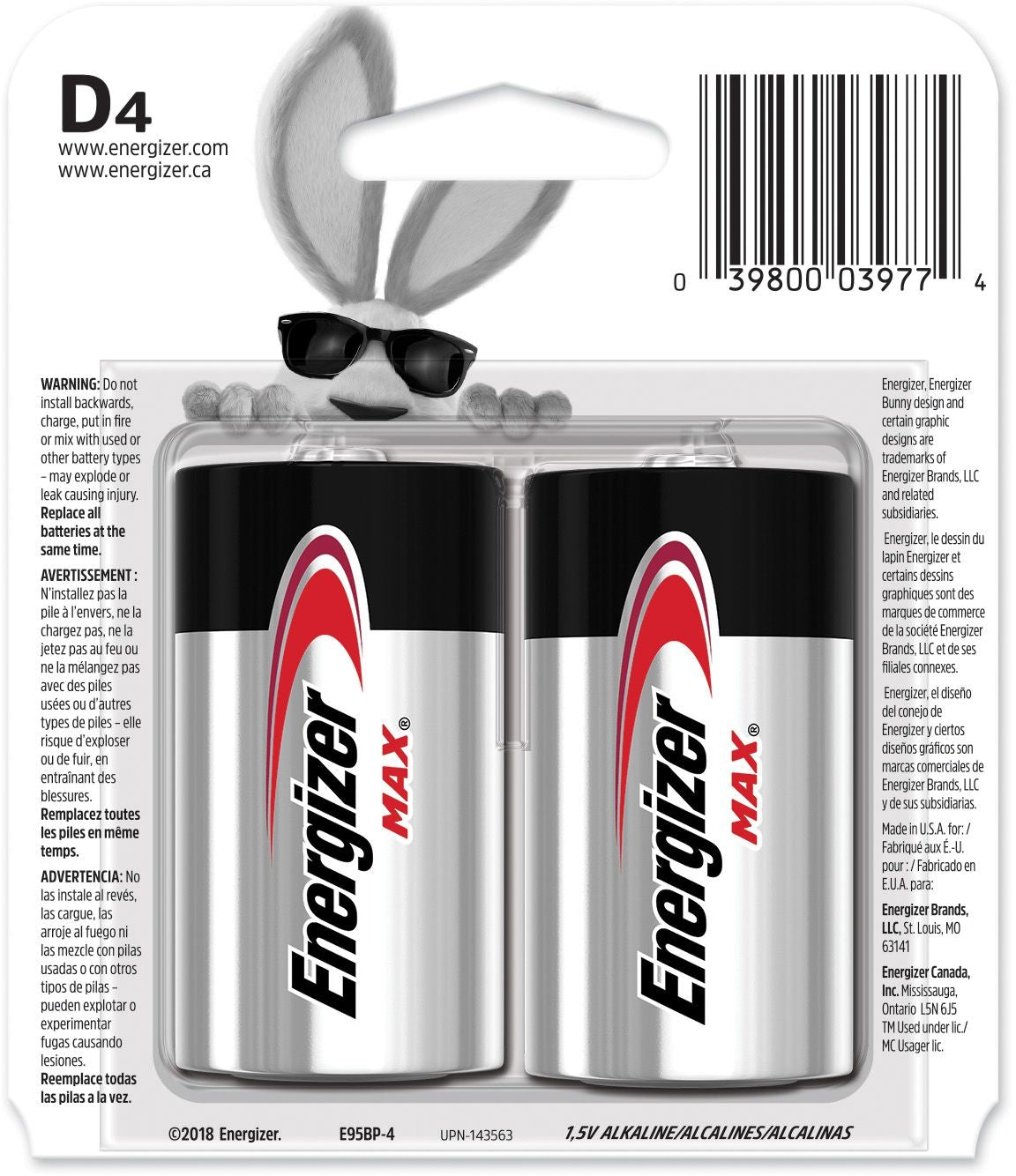 Max 4-pk D Alkaline Batteries, Long Lasting, All Purpose O3Z4 - product image 3
