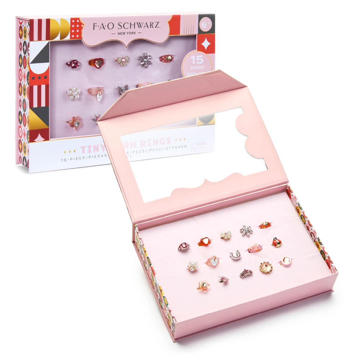 Kids Glam Rings Set, 15 Piece, Pink S5P5 - product image 1