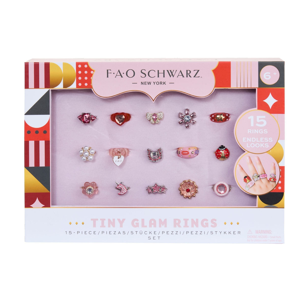 Kids Glam Rings Set, 15 Piece, Pink S5P5 - product image 2