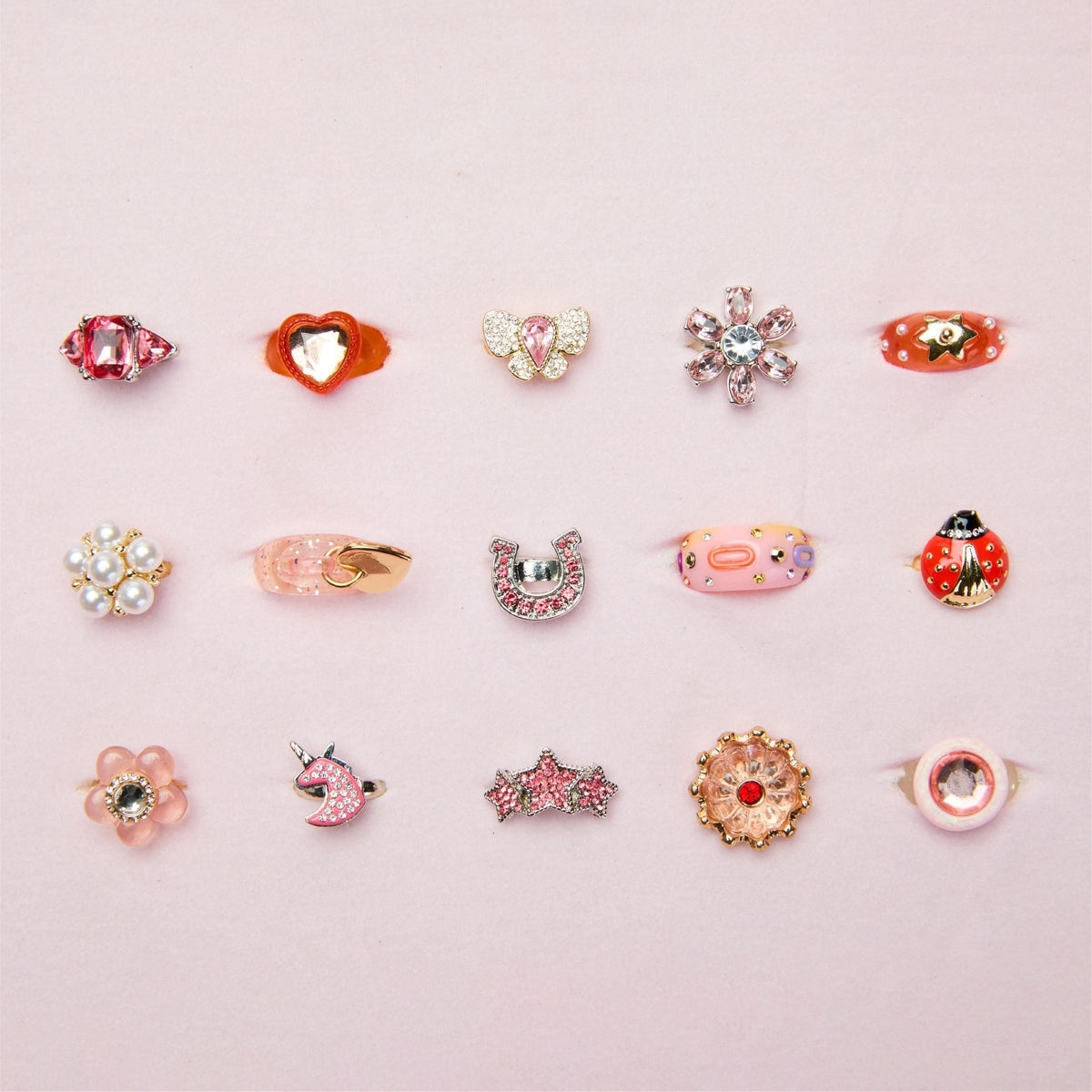Kids Glam Rings Set, 15 Piece, Pink S5P5 - product image 3