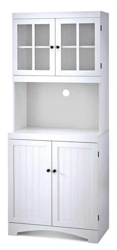 4-Door Open Shelf Freestanding Kitchen Pantry Storage Cabinet, Cream W7N4 - product image 1