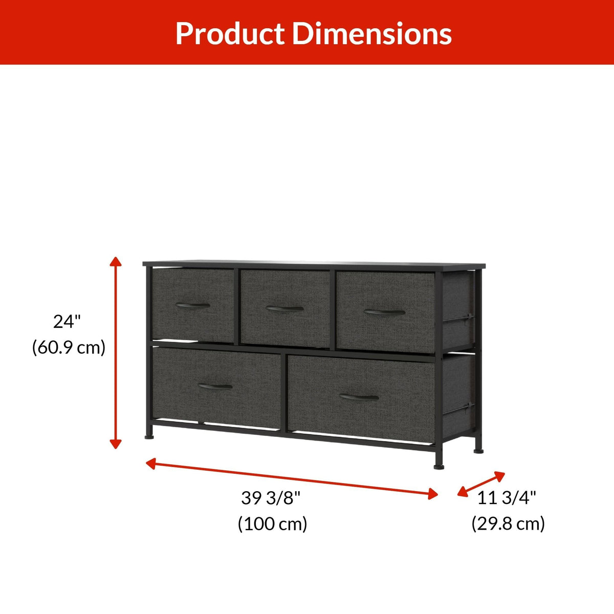 Fabric 5-Drawer Storage Organizer, Grey H3S4 - product image 1