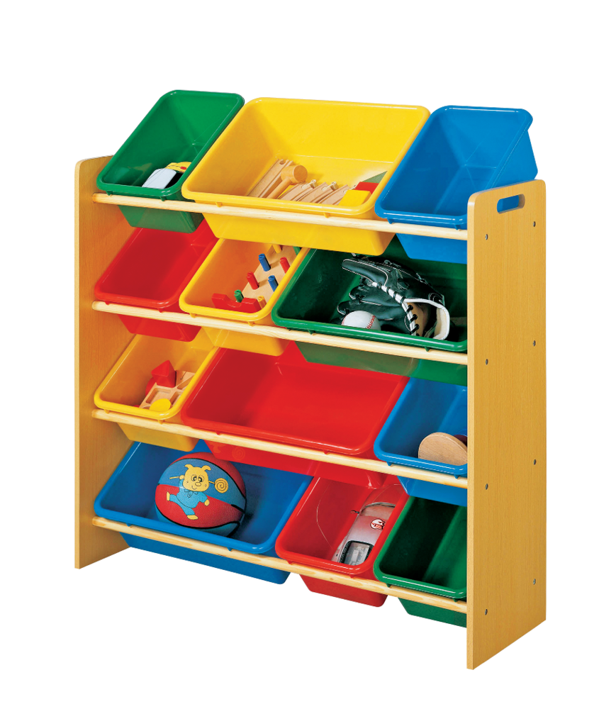 Kids 12-Bin Bedroom/Playroom Toy Storage Organizer, Yellow C1D5 - product image 2