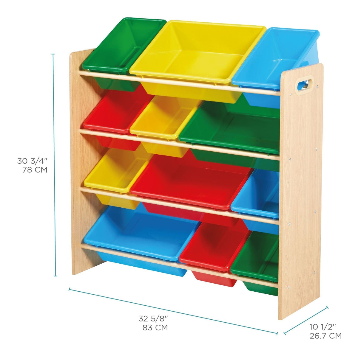 Kids 12-Bin Bedroom/Playroom Toy Storage Organizer, Yellow C1D5 - product image 4