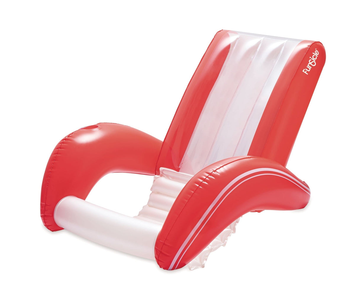 Red and White Recliner Floating Pool Lounger, Ages 14+ S8U4 - product image 1