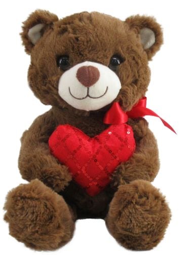 Valentine's Day 12-in Brown Bear with Heart Plush Z1H5 - product image 1