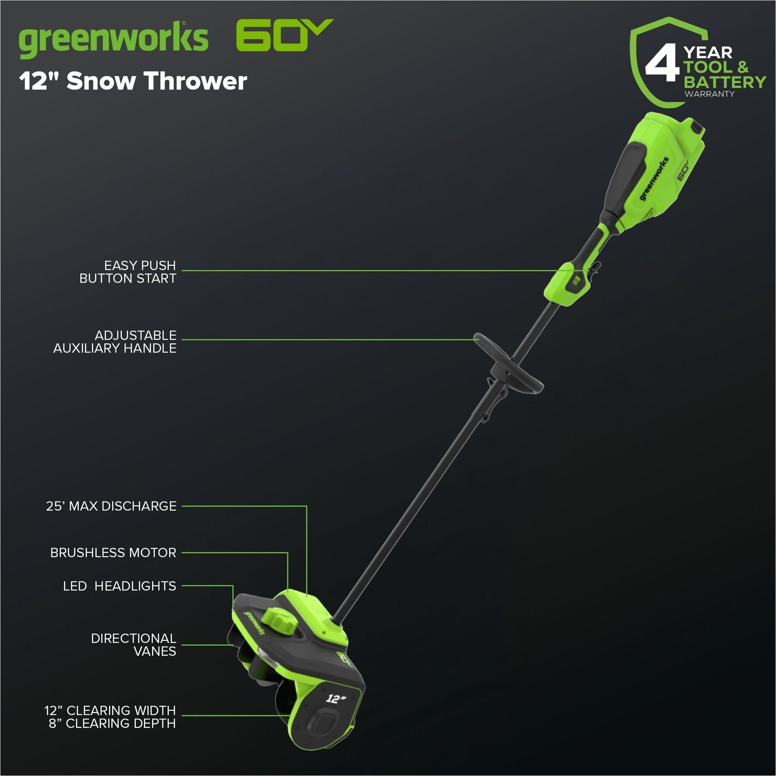 60V Snow Shovel, 12-in O8I9 - product image 2