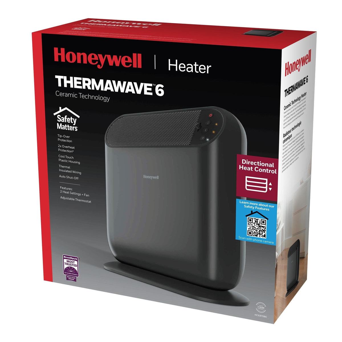 ThermaWave 6 Ceramic Space Heater, 1500W, Black X7T7 - product image 4