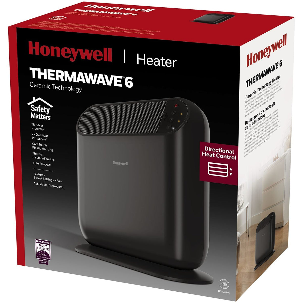 ThermaWave 6 Ceramic Space Heater, 1500W, Black B0H3 - product image 5