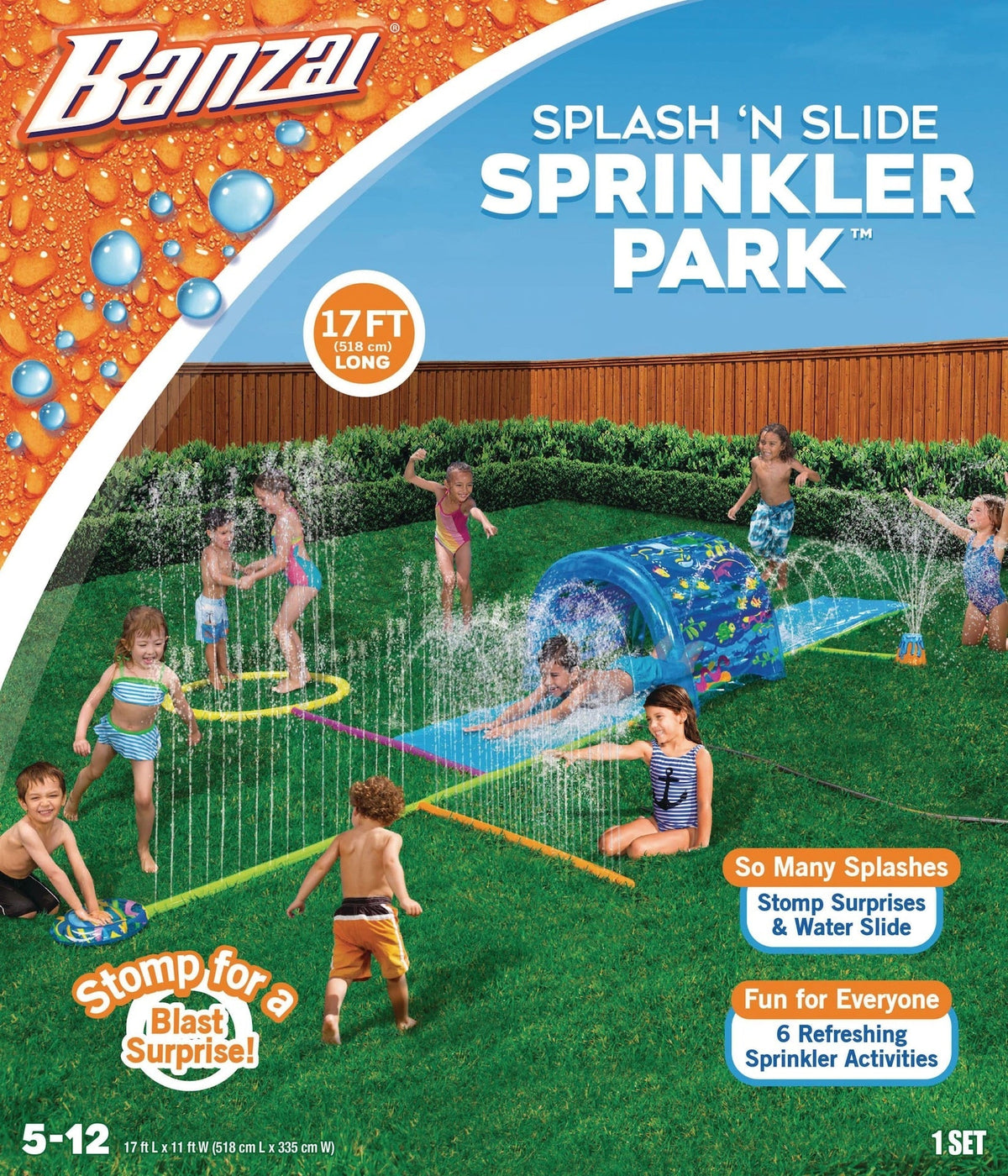 Splash ‘N Slide Water Sprinkler Park, Blue, 17-ft, Ages 5+, for Beach/Pool Fun Activities C9X8 - product image 1