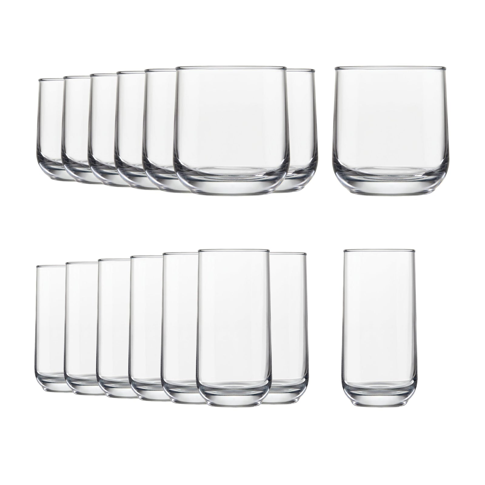 Ascent 16pc Tumbler Glassware Set, Dishwasher Safe, 8pc x 13.3-oz and 8pc x 16-oz L9J2 - product image 1