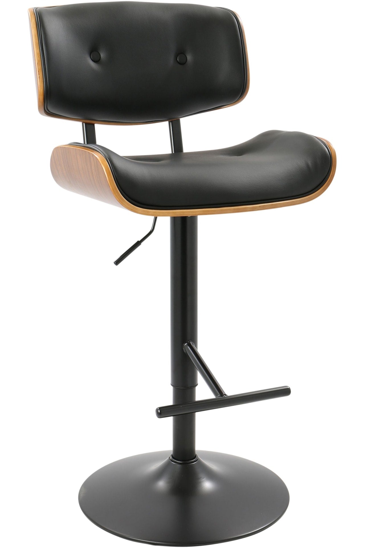 Lombardi PU Leather Swivel Counter/Bar Stool Adjustable Height, Walnut/Black E4F7 - product image 1