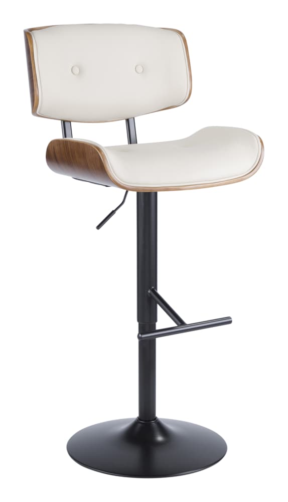 Lombardi PU Leather Swivel Counter/Bar Stool Adjustable Height, Walnut/Cream D5V0 - product image 1