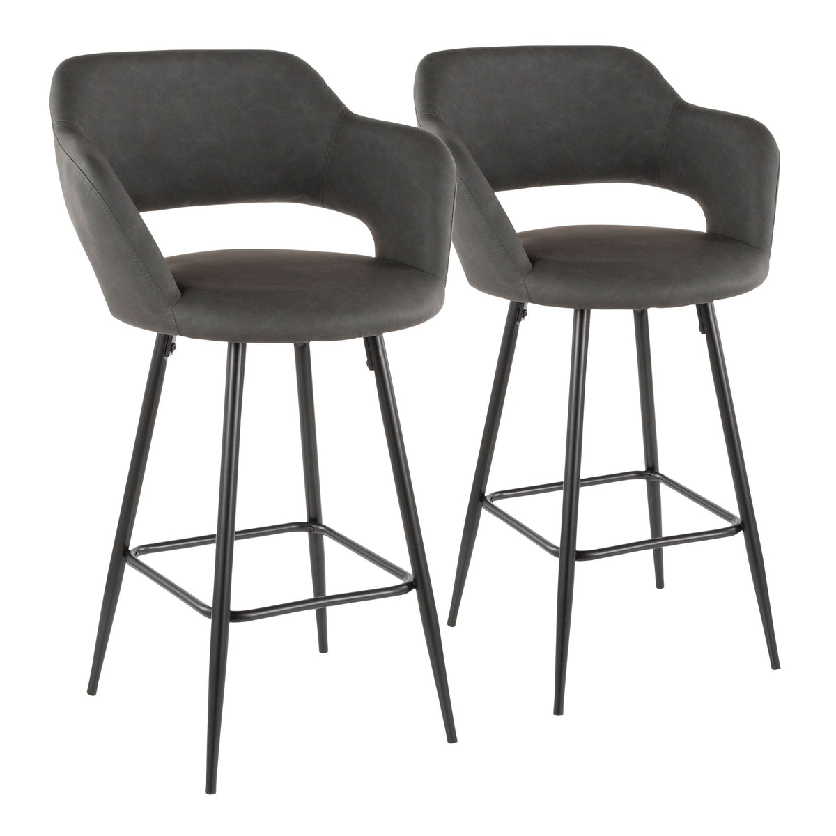 Margarite Fixed-Height Counter Stool, Black, 25-in, 2-pc U1O0 - product image 2