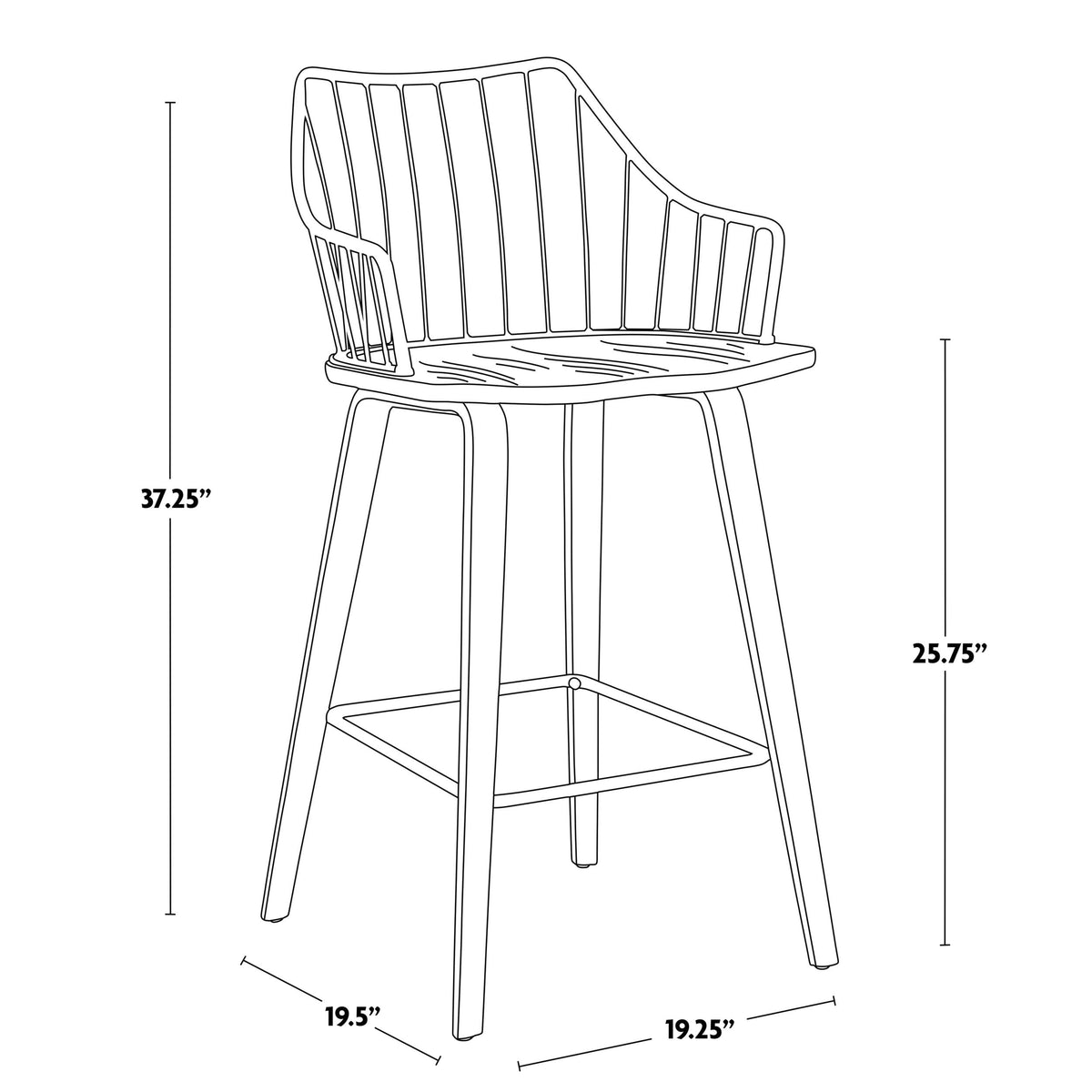 Winston Fixed-Height Counter Stool, Wood, 26-in U1N7 - product image 7