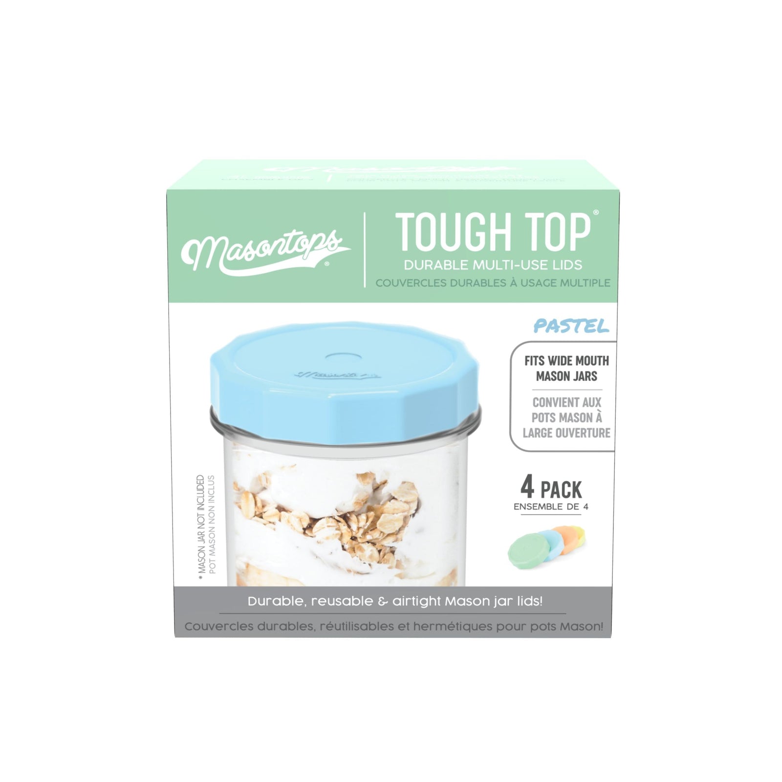 Tough Tops Durable Plastic Lids, Regular-Mouth, Assorted, 4-pk L3M5 - product image 1