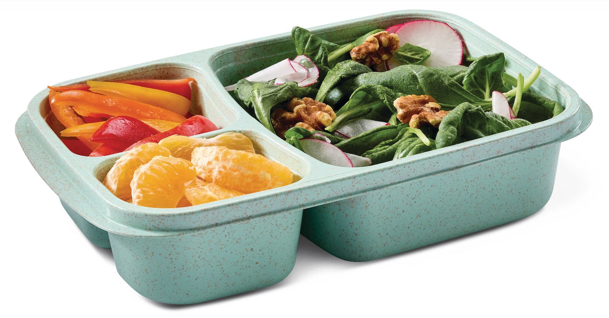 3-Section Food Storage Container, Green/Sage, with Wheat Straw, 4-pk G2Q4 - product image 1