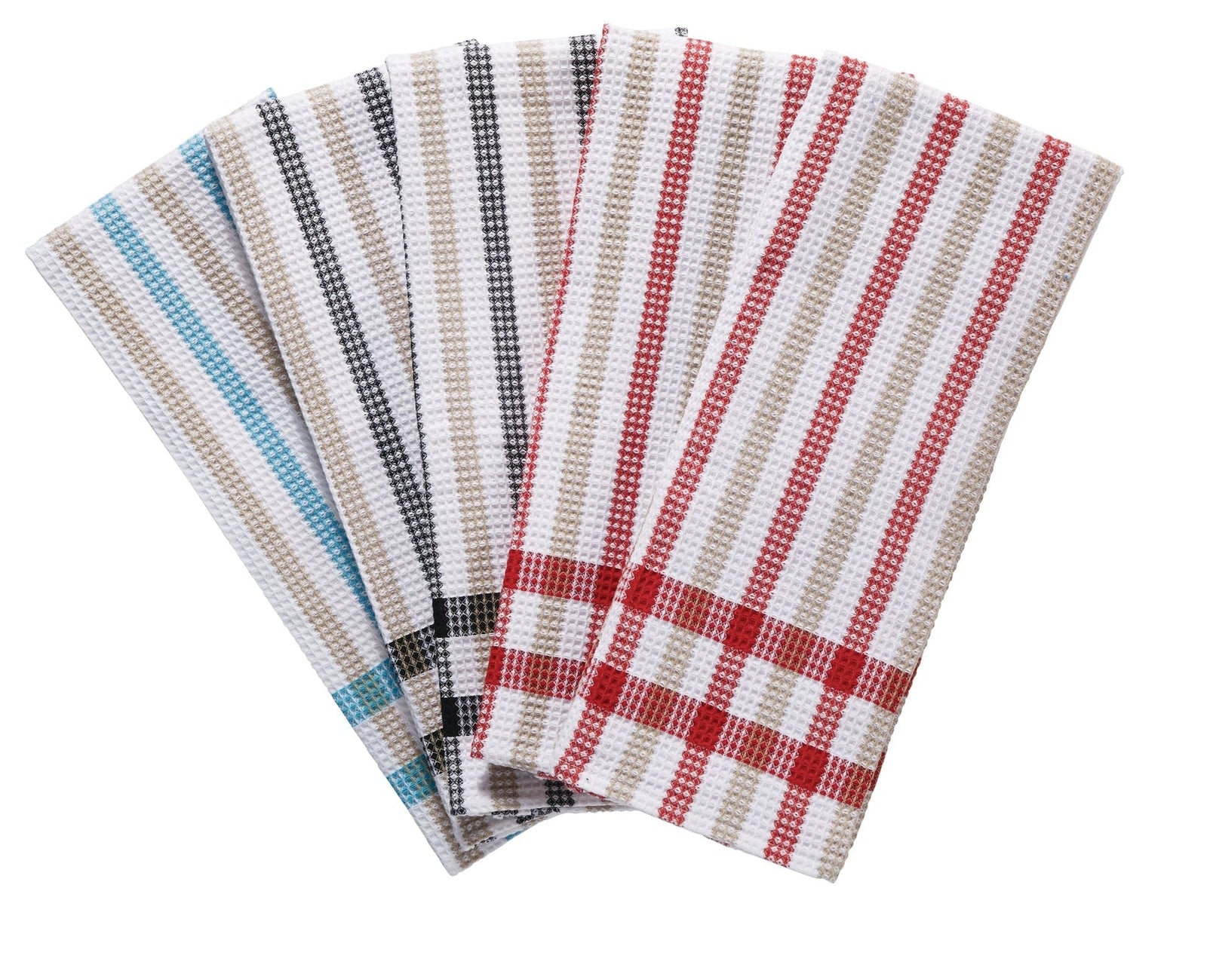 Cotton Plaid Waffle Kitchen Towels, Reusable, 22-in x 32-in, 5-pk, Assorted Colours V3C3 - product image 1