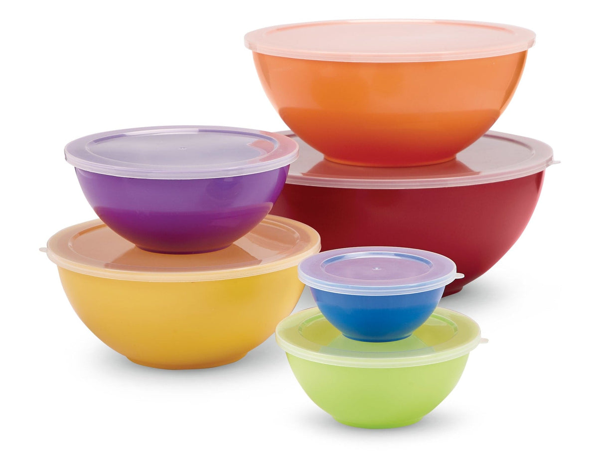 Plastic Mixing Bowl Set with Lids, Assorted Sizes, 6-pk D0H4 - product image 1