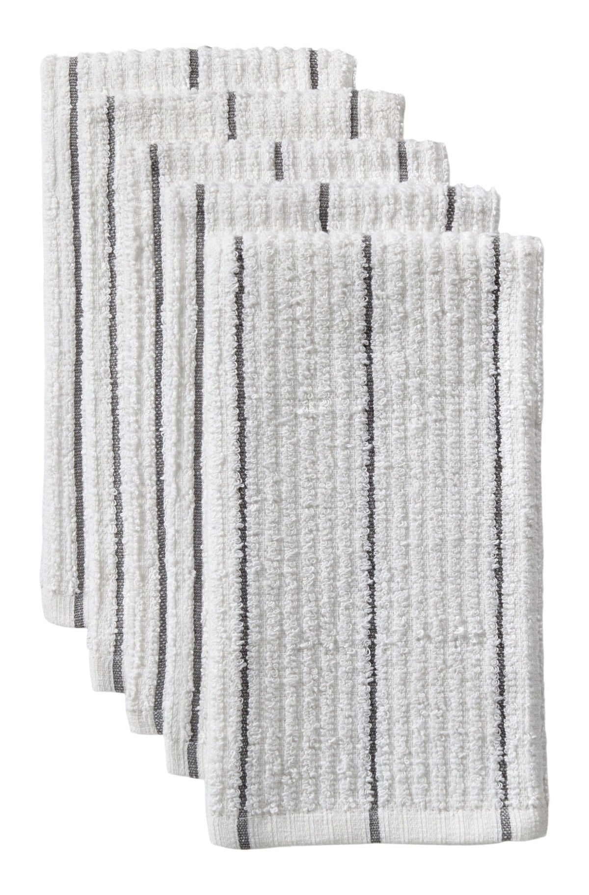 Ribbed Stripe Bar Mop Dish Cloths, Grey Stripes, 5-pk P8S6 - product image 1
