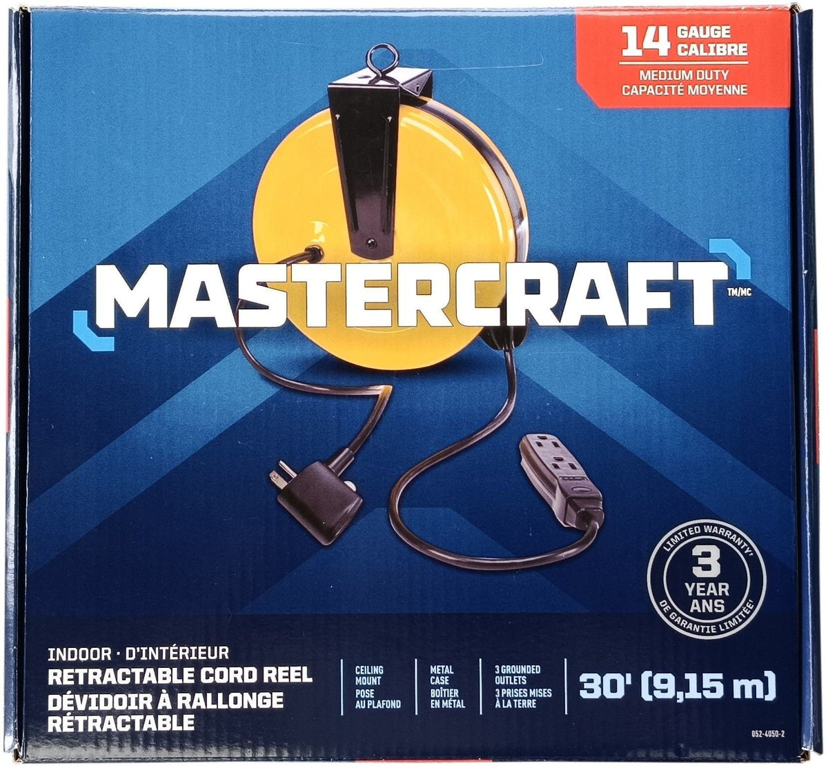 30-ft 16/3 Retractactabe Extension Cord Reel with 3 Grounded Outlets L6C3 - product image 2