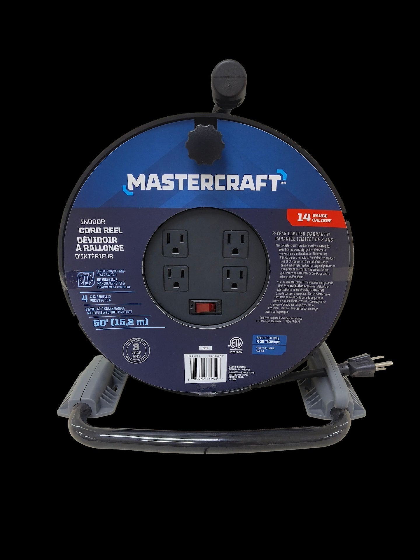 50-ft 14-Gauge Black Cord Reel with Stand G0V0 - product image 4
