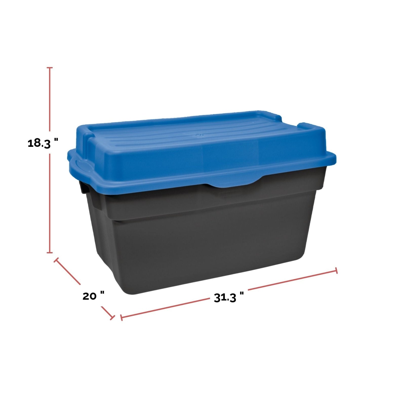 Heavy Duty Stackable Storage Box with Hinged Lid, 132-L, Black/Blue N5N2 - product image 2