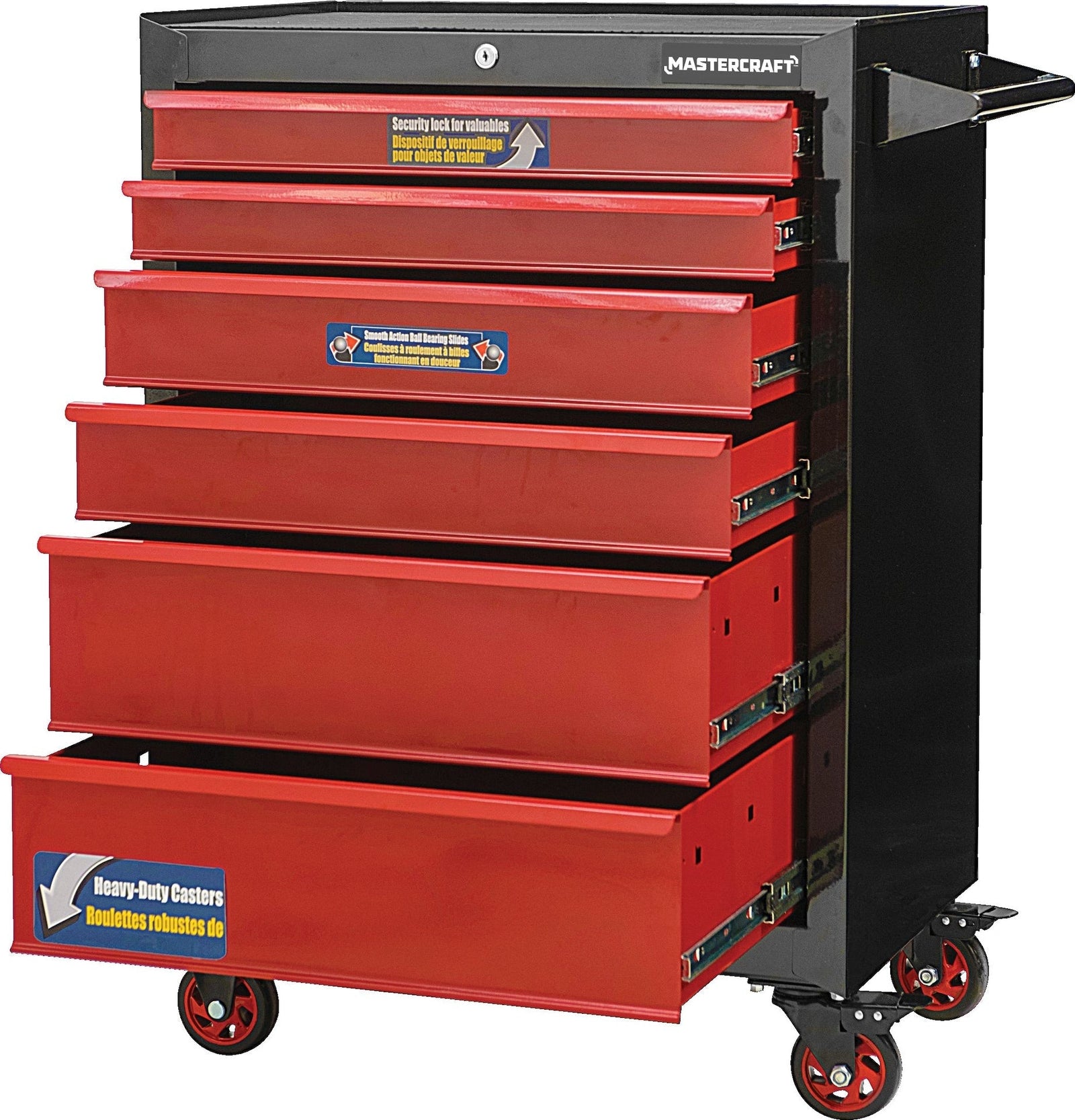 Rolling Tools Storage Cabinet with 6 Drawers, Black&Red, 26-in F9E4 - product image 2