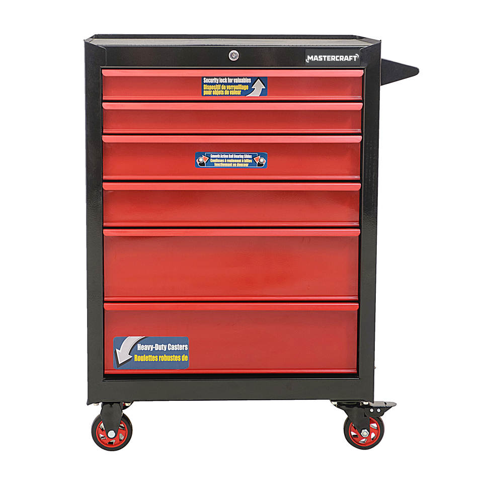 Rolling Tools Storage Cabinet with 6 Drawers, Black&Red, 26-in F9E4 - product image 3