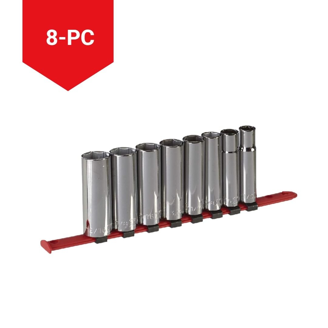 1/2-in Drive 6 Pt. Deep Socket Set, SAE, Nickel-Chrome Plating, 8-pc J4R7 - product image 2