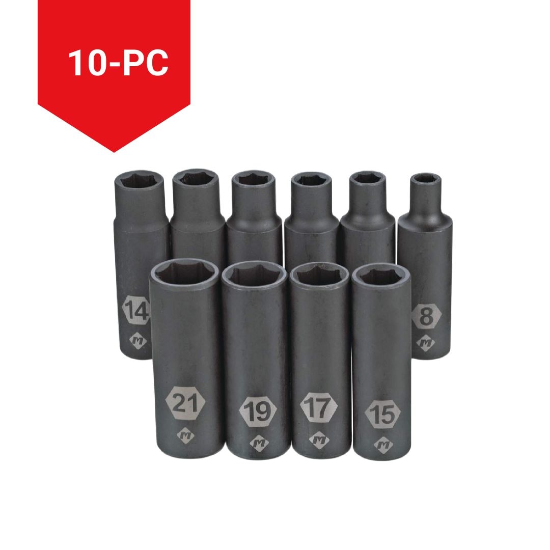1/2-in Drive Deep Impact Socket Set, Metric, 10-pc B0H7 - product image 3
