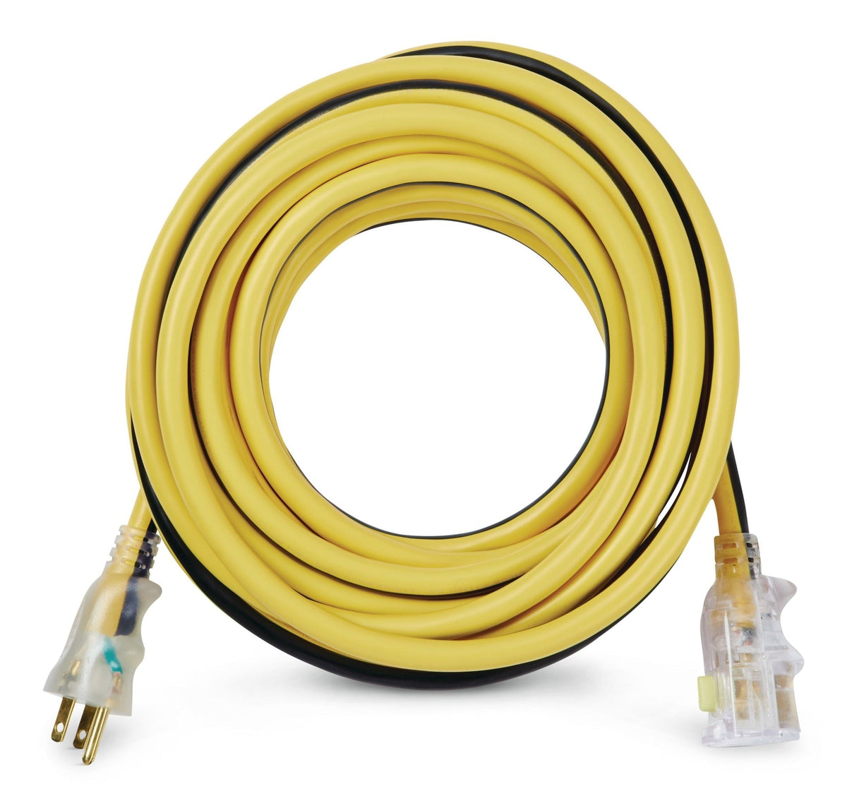25-ft 12/3 Outdoor Extension Cord with Grounded Outlet, Lighted End and Locking Connector, Yellow/Black T8P4 - product image 1