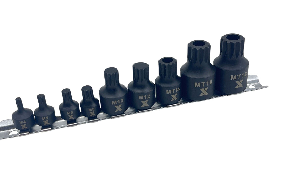 9 Piece Impact Stubby Bit Socket Rail Triple Square V6F8 - product image 1