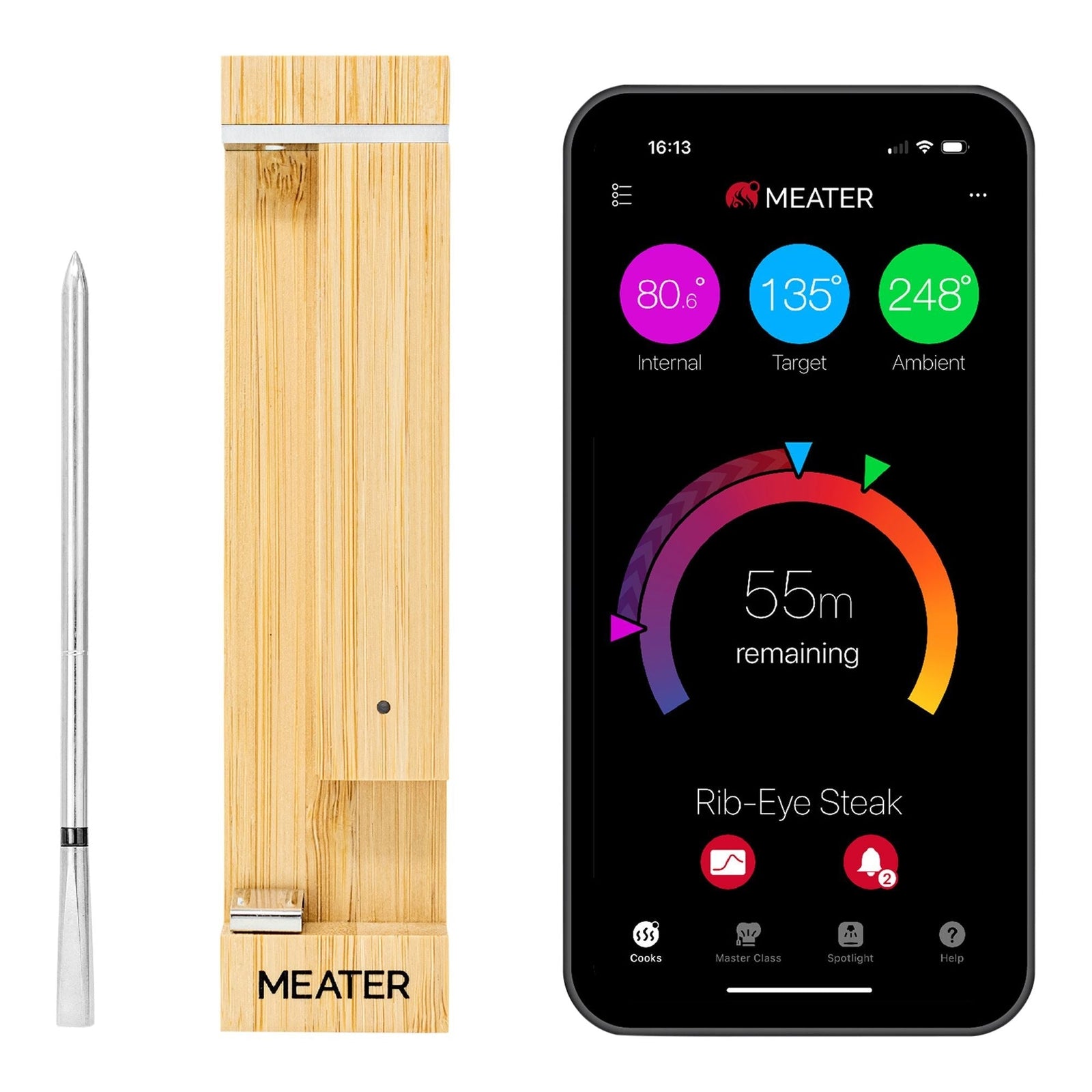 2 Plus Wireless BBQ Food & Meat Thermometer with Bluetooth, Silver P3B5 - product image 1