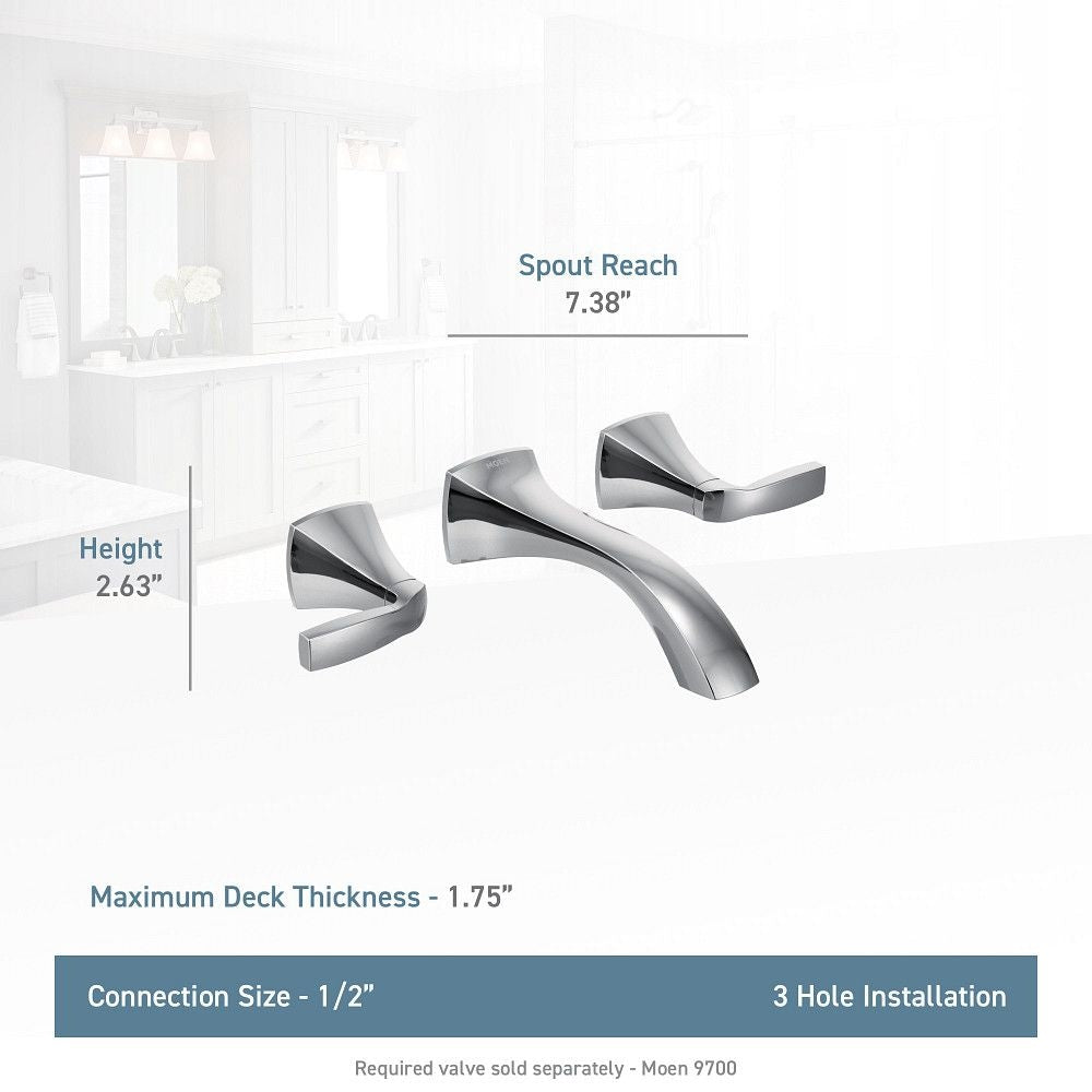 Voss Two-Handle Wall Mount Bathroom Faucet Trim Kit (Valve Required), Chrome S4Q6 - product image 2