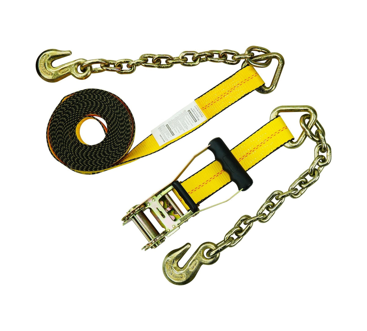 10,000-lb Commercial Ratchet Tie Down Strap, with 18-in Chain, 2-in x 27-ft S9Q5 - product image 1