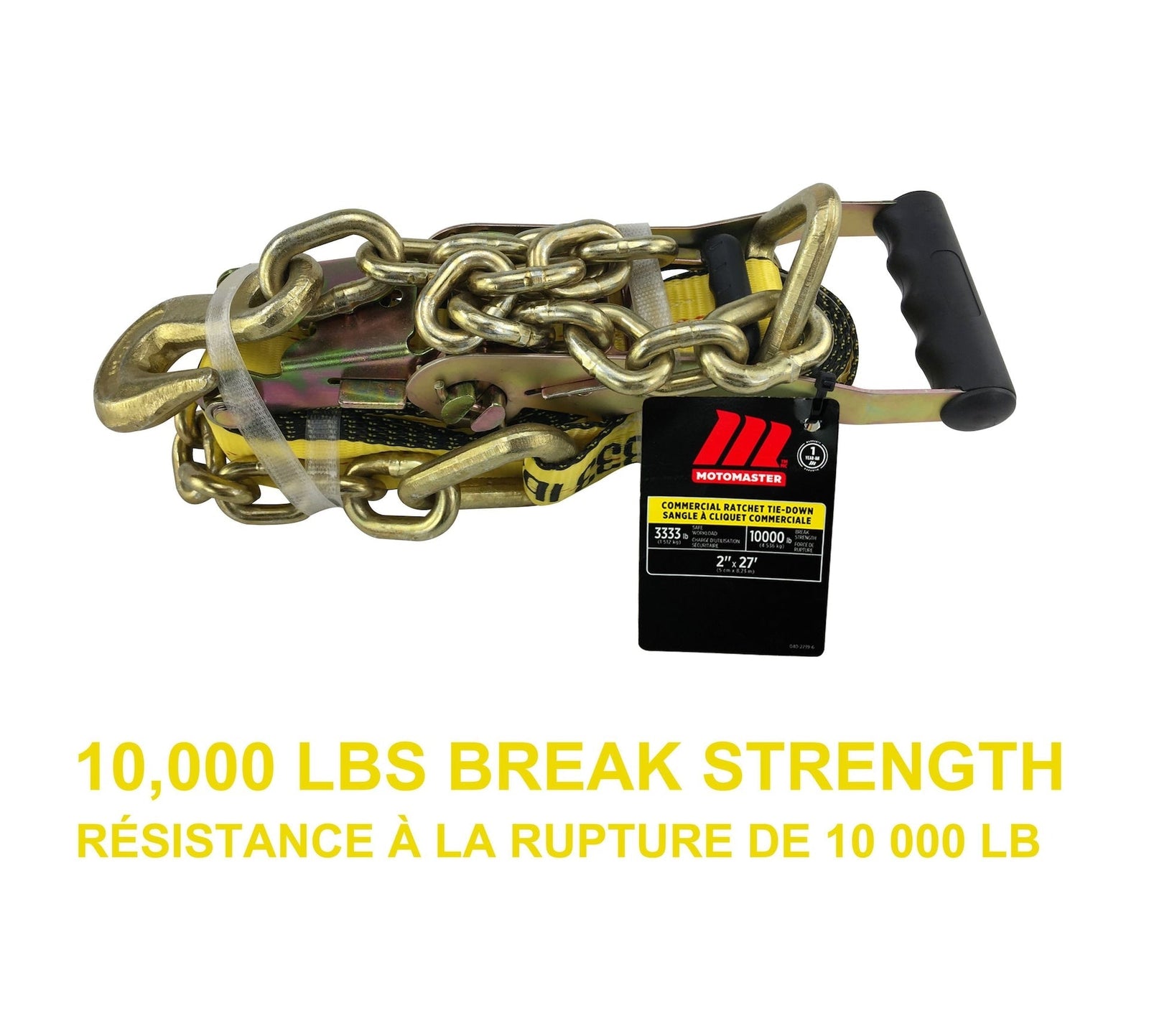 10,000-lb Commercial Ratchet Tie Down Strap, with 18-in Chain, 2-in x 27-ft O9Y2 - product image 4
